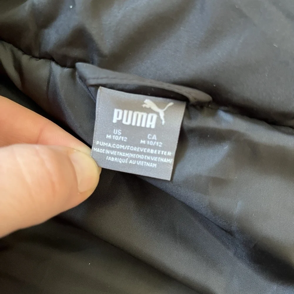 Puma Puffer Vest Girls Size Medium 10/12 Black/Pink/White - Picture 6 of 8